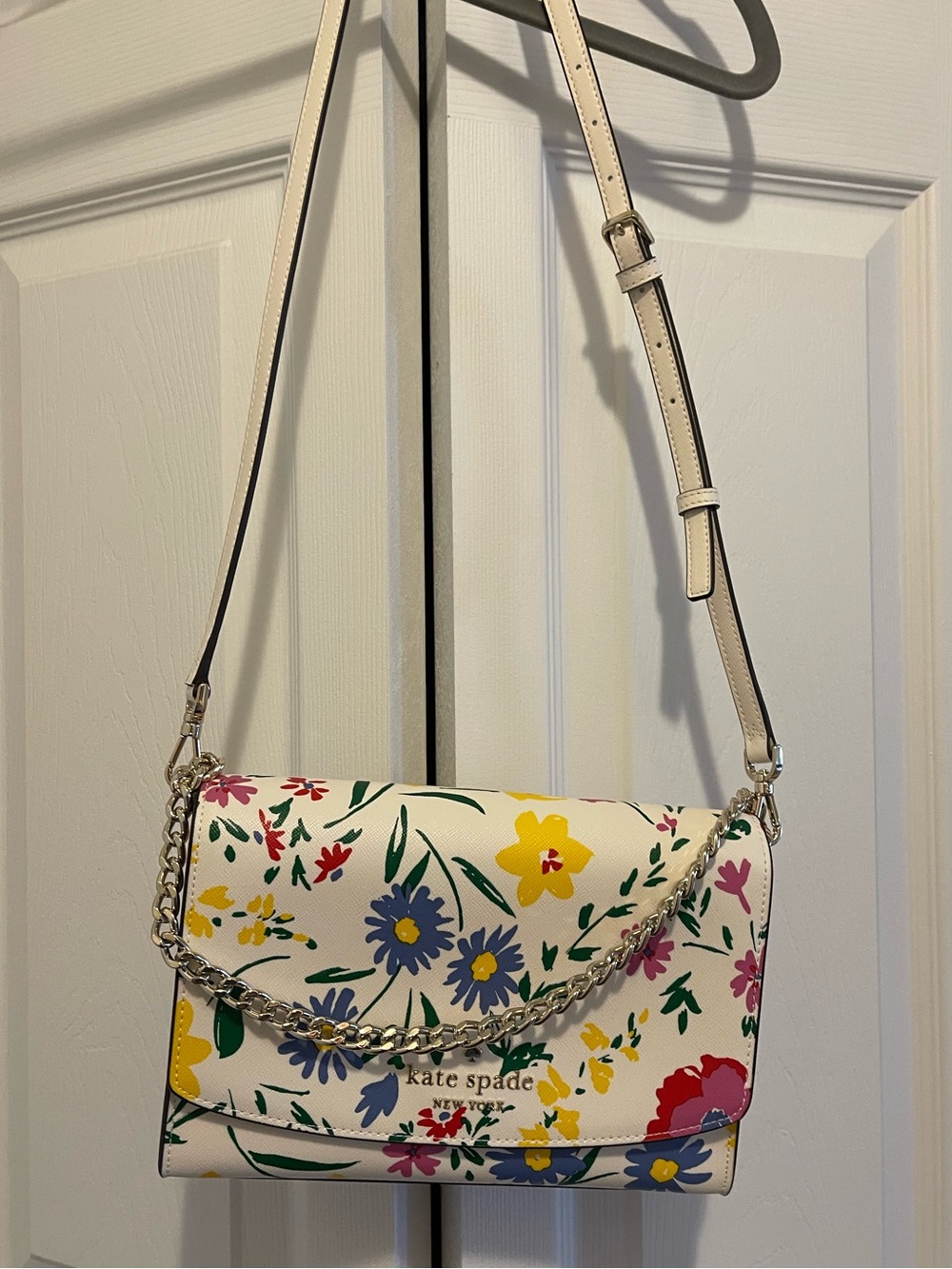 kate spade Cream Floral Crossbody Purse with two straps